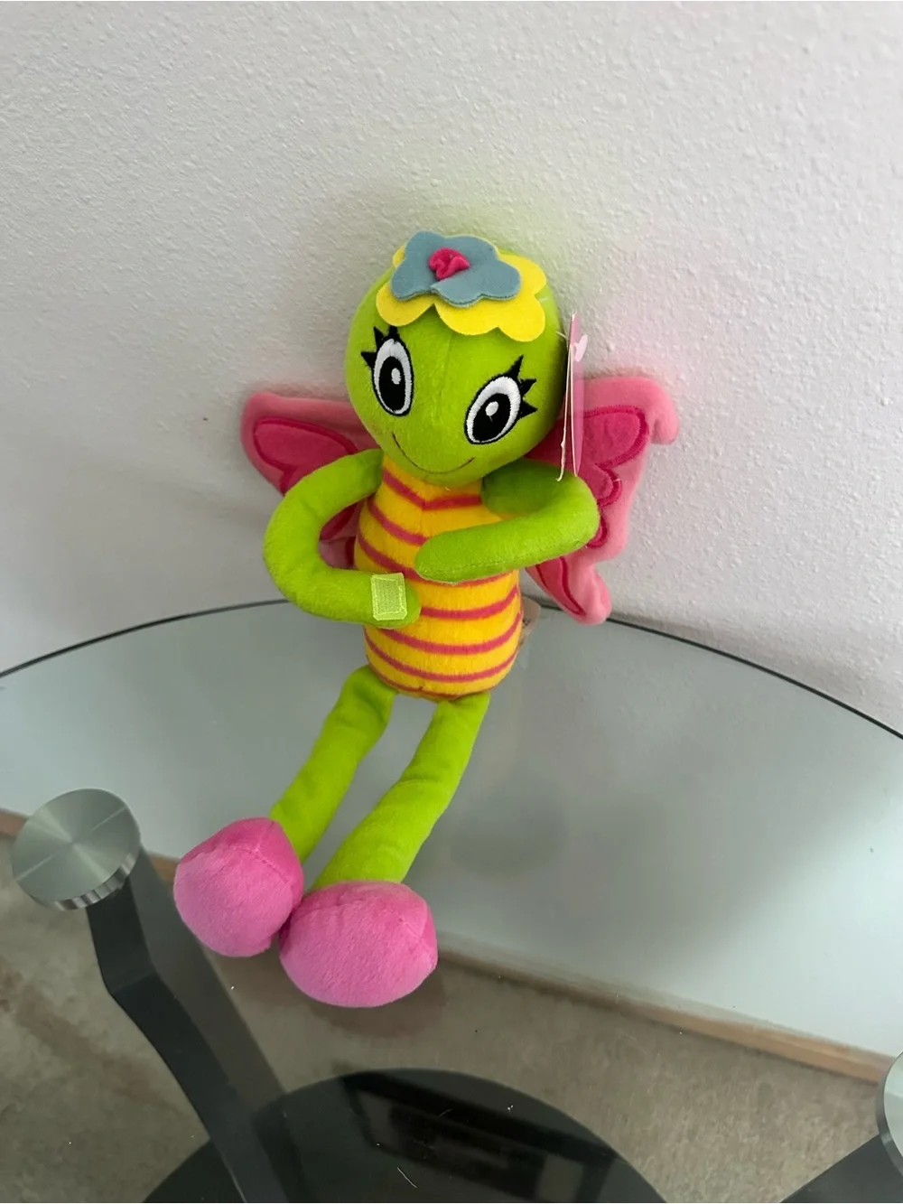 Plush Green & Pink Butterfly Bird Toy - Soft Kids Plush
